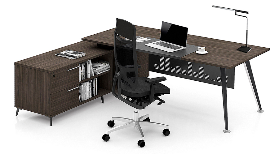 簡約單人鋼木經理辦公桌椅