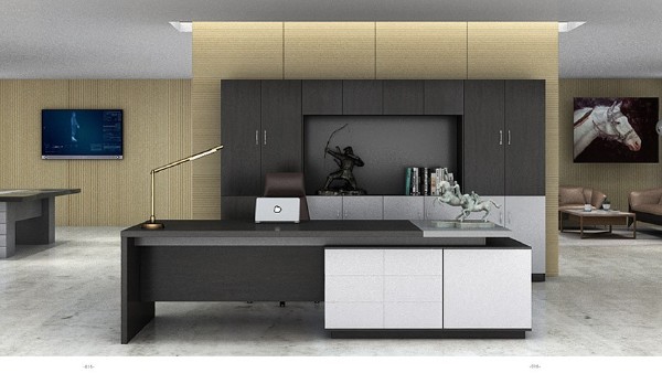 現(xiàn)代簡約時(shí)尚老總板式辦公桌椅大班臺(tái)